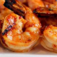 Garides Sharas · Grilled shrimp with extra virgin olive oil and herbs.