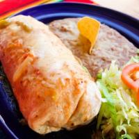 Shrimp Burrito · Well, seasoned shrimp, sauteed in butter with bell pepper, tomatoes, onions, simmered in our...