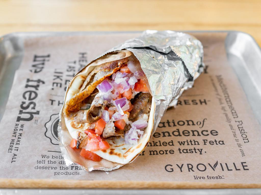 Zeus Pita Combo · Gyro & chicken, tomato, red onion & original ziki. Regular or spicy chicken. Served with 1 side, 1 sauce, and 1 drink.