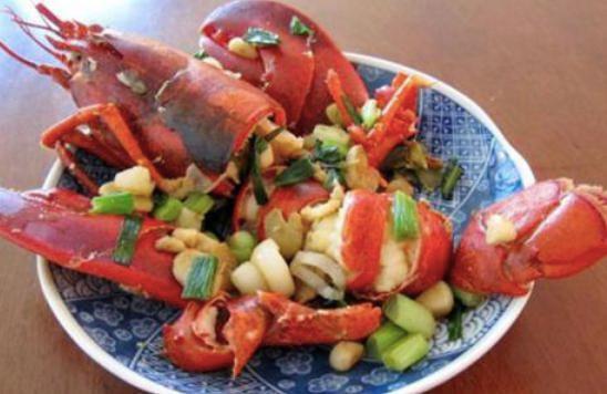 Scallion Ginger Lobster 姜葱龙虾 · half lobster stir-fried with scallions, ginger, and house special sauce 