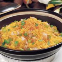 Fried rice with crab meat and scallop 蟹肉瑶柱兰粒水晶炒饭 · crabmeat, scallop with fried rice 