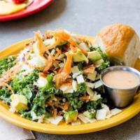 Chopped Kale Super Salad · Crispy, crunchy, sweet, salty and smooth! Chopped curly kale & Napa cabbage, riced cauliflow...