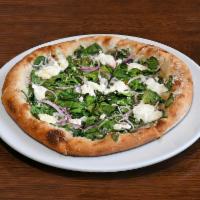 Pizza #15 · spinach, goat cheese, honey, red onion / olive oil