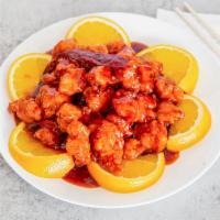 C23. General Tso's Chicken · Chunks of chicken breaded and deep fried in an amazing sweet spicy sauce bedded with fresh b...