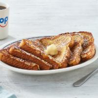 New! Premium French Toast · 3 slices of fluffy bread dipped in our new vanilla, cinnamon
batter, griddled to a golden p...