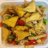 Salt and Spicy Tofu · Deep fried tofu with a salt and pepper. Hot and spicy.