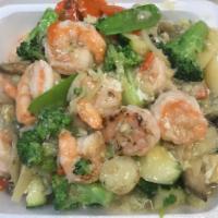 Shrimp with Lobster Sauce · Stir fried mixed vegetable in a white sauce.