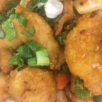 Salt and Pepper Shrimp · Deep fried shrimp in a salt and pepper sauce. Hot and spicy.