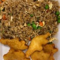 Kid's Chicken Nuggets and Fried Rice · Stir fried rice. 