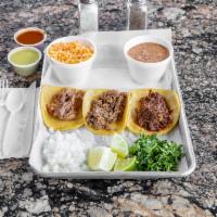 MEXICAN STYLE TACO PLATE · THREE STREET STYLE TACOS SERVED WITH YOUR CHOICE OF MEAT, SIDE OF RICE,BEANS, CILANTRO,ONION...