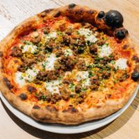 Meatball & Ricotta Pizza · Fior Di Latte, Parmesan, Spicy Giardinera