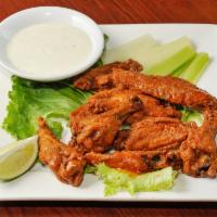 Wings · Served with celery sticks, and ranch dressing.