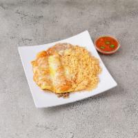 3. Two Enchiladas, Rice and Beans · 