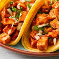 Spicy chicken Taco Platter · 3 tacos served with fresh tortilla chip and pico de gallo