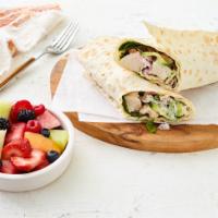 Grilled Chicken Wrap · Chicken breast, tomato, cucumber, onions, basil served with yogurt sauce.