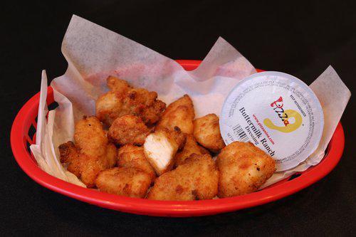10 Chicken Bites · Tender breaded chicken prepared with a crispy outer coating, accompanied by a delicious dipping sauce. Served with your choice of ranch, mango habanero, BBQ or Buffalo sauce.