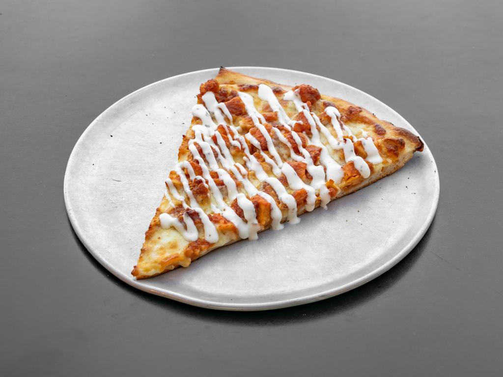 Buffalo Chicken Pie ·  Breaded chicken tossed in our famous Buffalo sauce over mozzarella and drizzled with ranch sauce.
