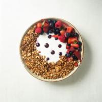 Granola Bowl · yuzu yogurt, macerated fruits, homemade granola, berry gel, mint
