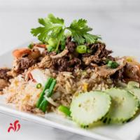 Zato Fried Rice · Thai fried rice topped with combination of chicken, beef, shrimp stir fried.