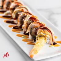 More than Word Roll · Shrimp tempura, cream cheese and crabmeat topped w/ crabstick, eel sauce, spicy mayo, wasabi...