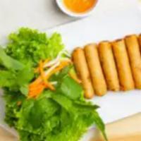 K06. Vietnamese Egg Roll · 6 pieces roll. Crispy egg roll filled with pork, chicken, shrimp, egg, carrot, mushroom, cle...