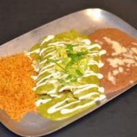 Creamy Poblano Enchilada · Shredded chicken, poblano cream sauce and avocado. Gluten free.