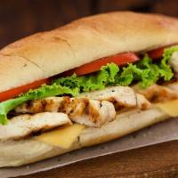 Chicken Sub · Chicken, lettuce, cheese, corn, tomatoes, pickles and mayonnaise. Includes fries. 