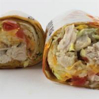 Chicken Ranch Wrap · Grilled chicken, shredded lettuce, diced tomato, chopped bacon, blend of cheese and pepperco...