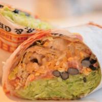Southwestern Wrap · Grilled chicken and chipotle ranch dressing with black beans, charred corn, lettuce, diced t...
