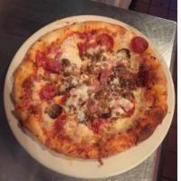 Meat Lovers Neapolitan Pizza · Sausage, Canadian bacon, pepperoni, hamburger and cheese.