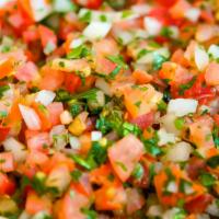 Pico de Gallo & Chips · Fresh and flavorful - just tomatoes, onions, cilantro and lime.