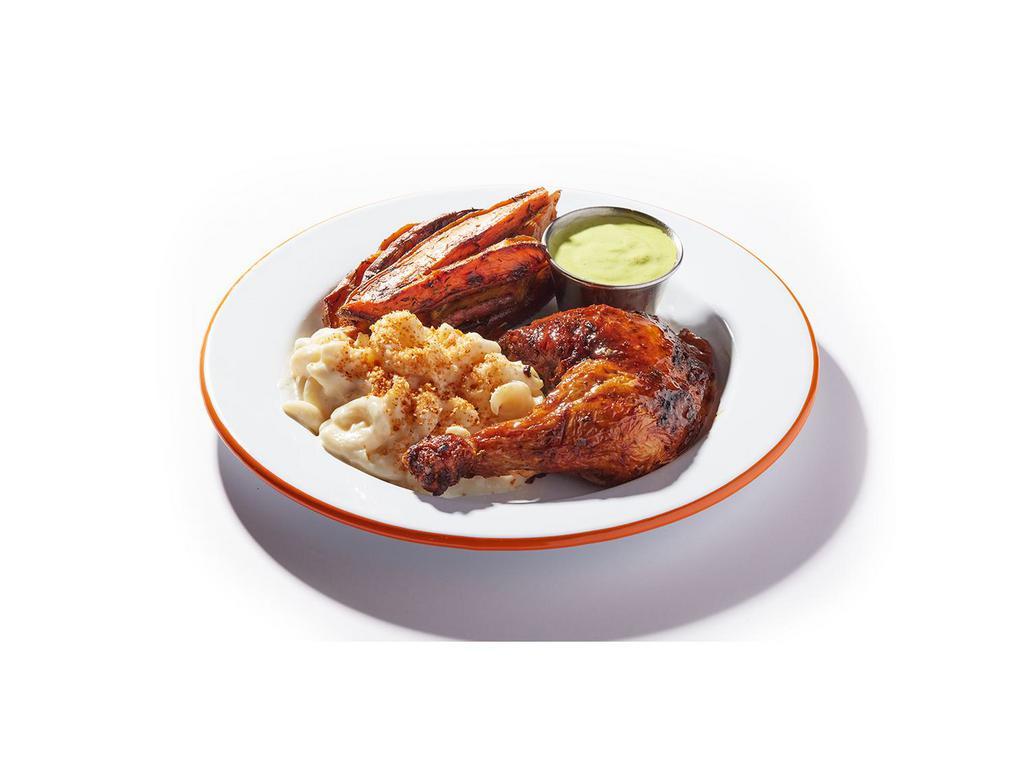 Qtr Rotisserie Chicken Leg And Thigh With Sides · Our og rotisserie chicken marinated with thyme, rosemary and garlic.