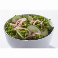 Lemon Marinated Kale · Cucumbers, pickled onions. Gluten Free.