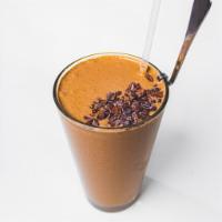 Chocolate Malted · Cacao, carob, coconut butter, maca, mesquite, cashews, tocos, lucuma, maple syrup, oat milk.