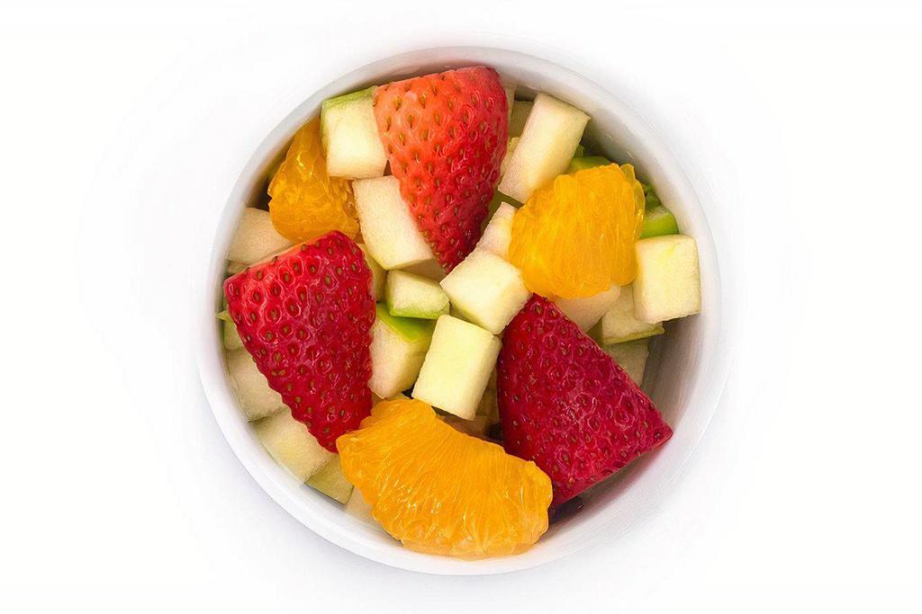 Fruit Salad · Seasonal fruit salad made with apples, blueberries, strawberries, and grapes. Fruits may change with the seasons.