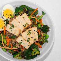 Miso Power Bowl · Miso tofu, farro, carrots, roasted broccoli, edamame, egg, crunchy noodles,
cilantro, sesame...