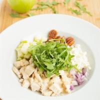 The G.O.A.T Bowl · White quinoa, oven roasted chicken, goat cheese, fresh cut apples, in house spiced pecans, b...