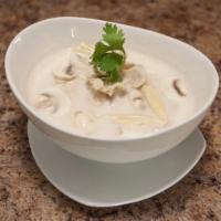 Tom Kha Soup · Coconut soup with mushrooms.