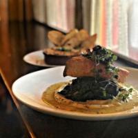 Pan Roasted Salmon · Lentils,sautéed spinach,mustard cream sauce 
