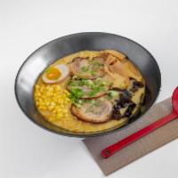 Japanese Curry Ramen Noodle · Japanese curry pork broth, corn, kikurage mushroom, bean sprouts, scallions, and soft boiled...