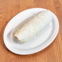 Veggie Burrito · Rice, beans, cheese, sour cream, guacamole, and Mexican salsa, lettuce.