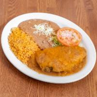 Chile Relleno · 1 piece. Pasilla pepper filled with cheese and tomato sauce on top.