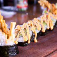 Spicy California Roll · Spicy fresh snow crab mix, avocado, cucumber and tobiko. Spicy.