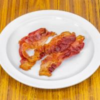 Bacon  · 3 pieces. Strips of pork bacon.