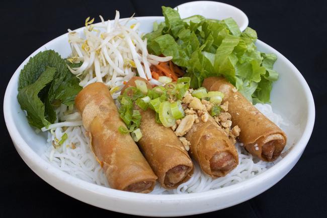 92. BUN w/ BBQ CHAY - GA SOY CHICKEN · Vegan BBQ beef / chicken or egg roll served with vermicelli & salad
