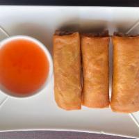 3 Vegetable Spring Roll · Cabbage, transparent noodles, carrots and green onions.