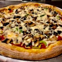 Deluxe Pizza · Pepperoni, sausage, meatballs, mushrooms, onions, olives, green peppers, and extra cheese.