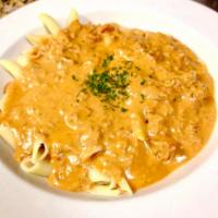 Pasta Bolognese · Our beef bolognese sauce with your choice of pasta. Add chicken or shrimp for an additional ...