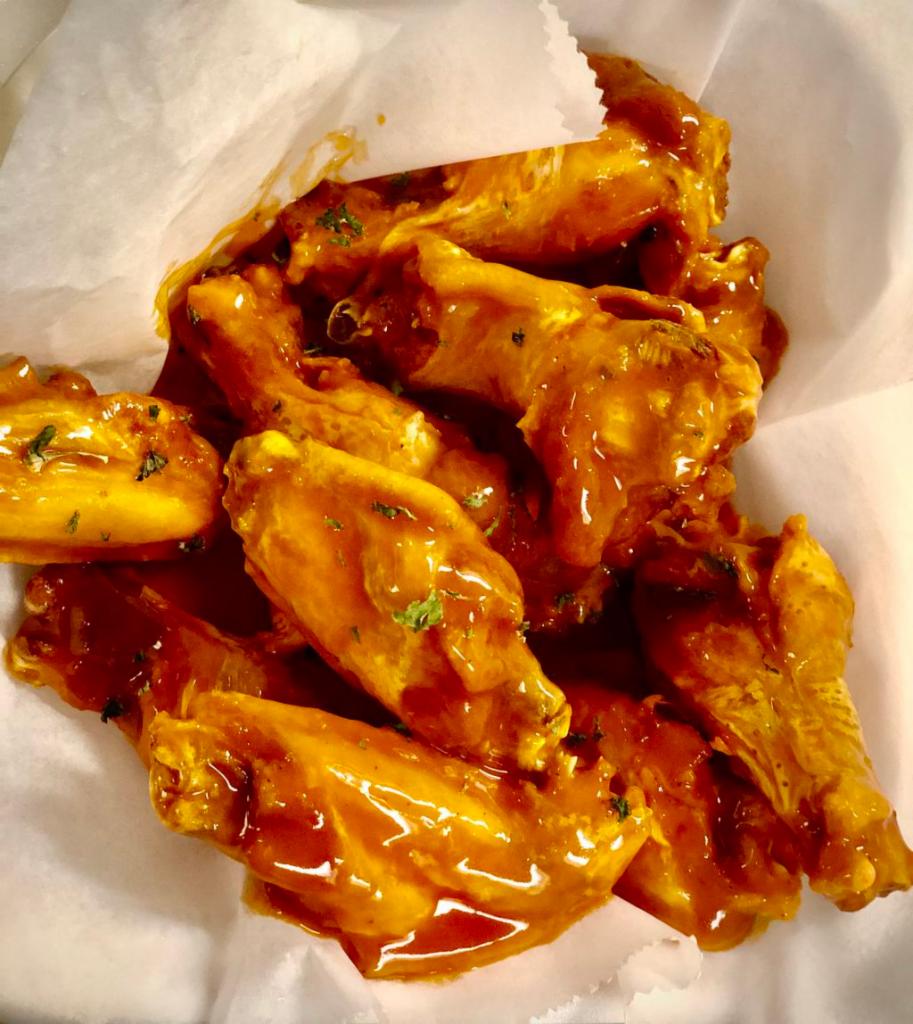 Wings · Include choice of hot, mild or BBQ, served with blue cheese or ranch dressing. Wings sauce and dressing come on the side in stead of tossed in.
