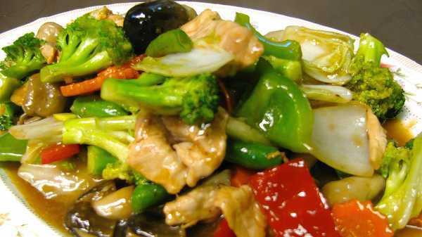 14. Stir Fried Mixed Vegetables · Broccoli, napa, carrot, green bean, mushroom, bell pepper and onion.